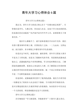 青年大学习心得体会6篇