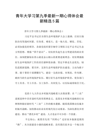 青年大学习第九季最新一期心得体会最新精选5篇