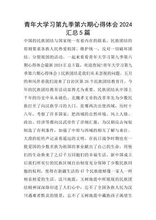 青年大学习第九季第六期心得体会2024汇总5篇