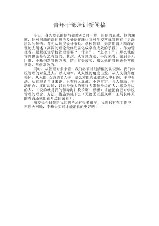青年干部培训新闻稿