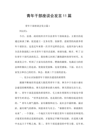 青年干部座谈会发言11篇