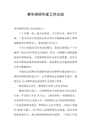 青年律师年度工作总结
