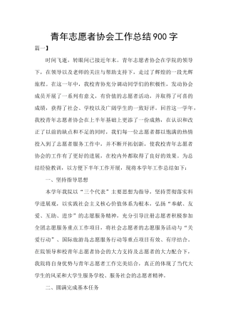 青年志愿者协会工作总结900字