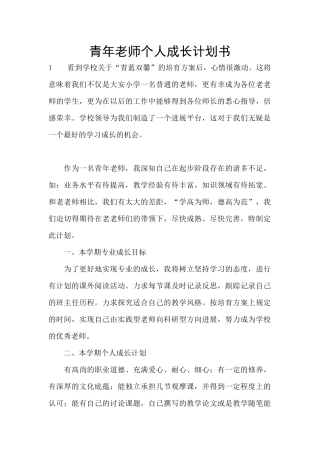 青年教师个人成长计划书