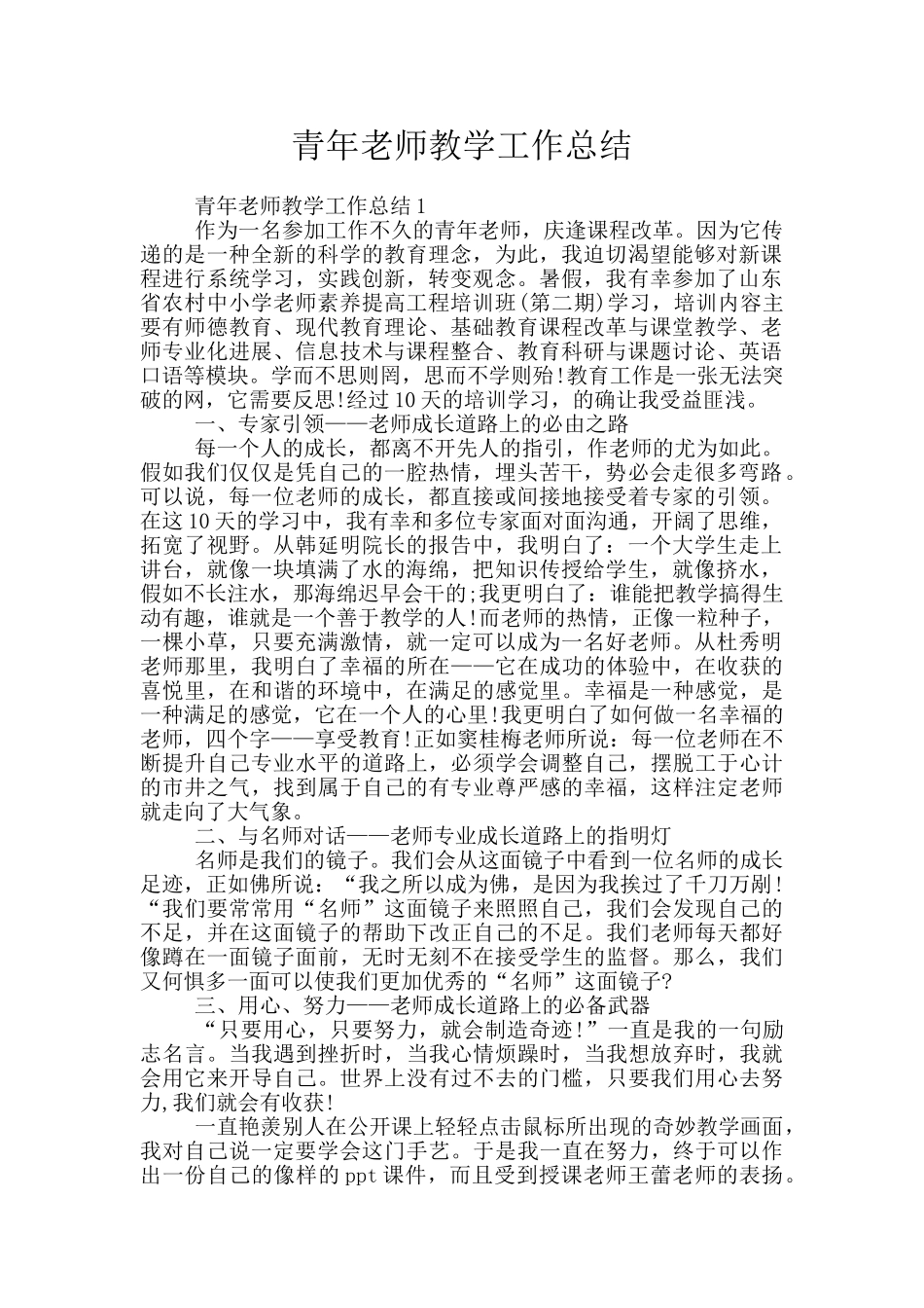 青年教师教学工作总结_第1页