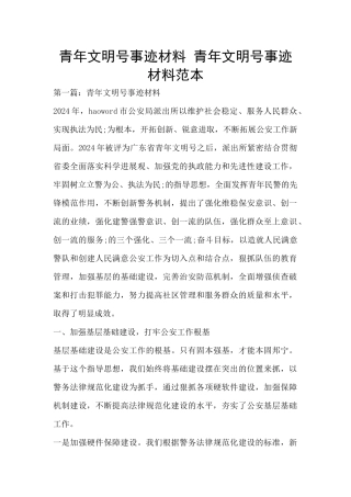 青年文明号事迹材料