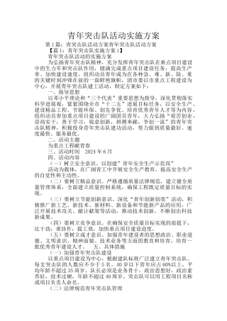 青年突击队活动实施方案