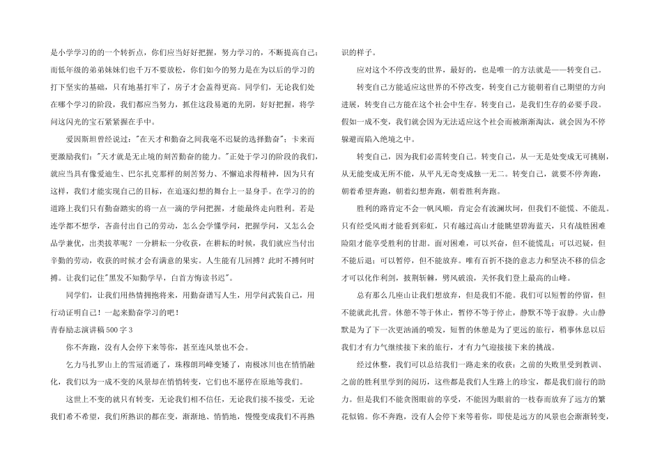 青春励志演讲稿500字_第2页