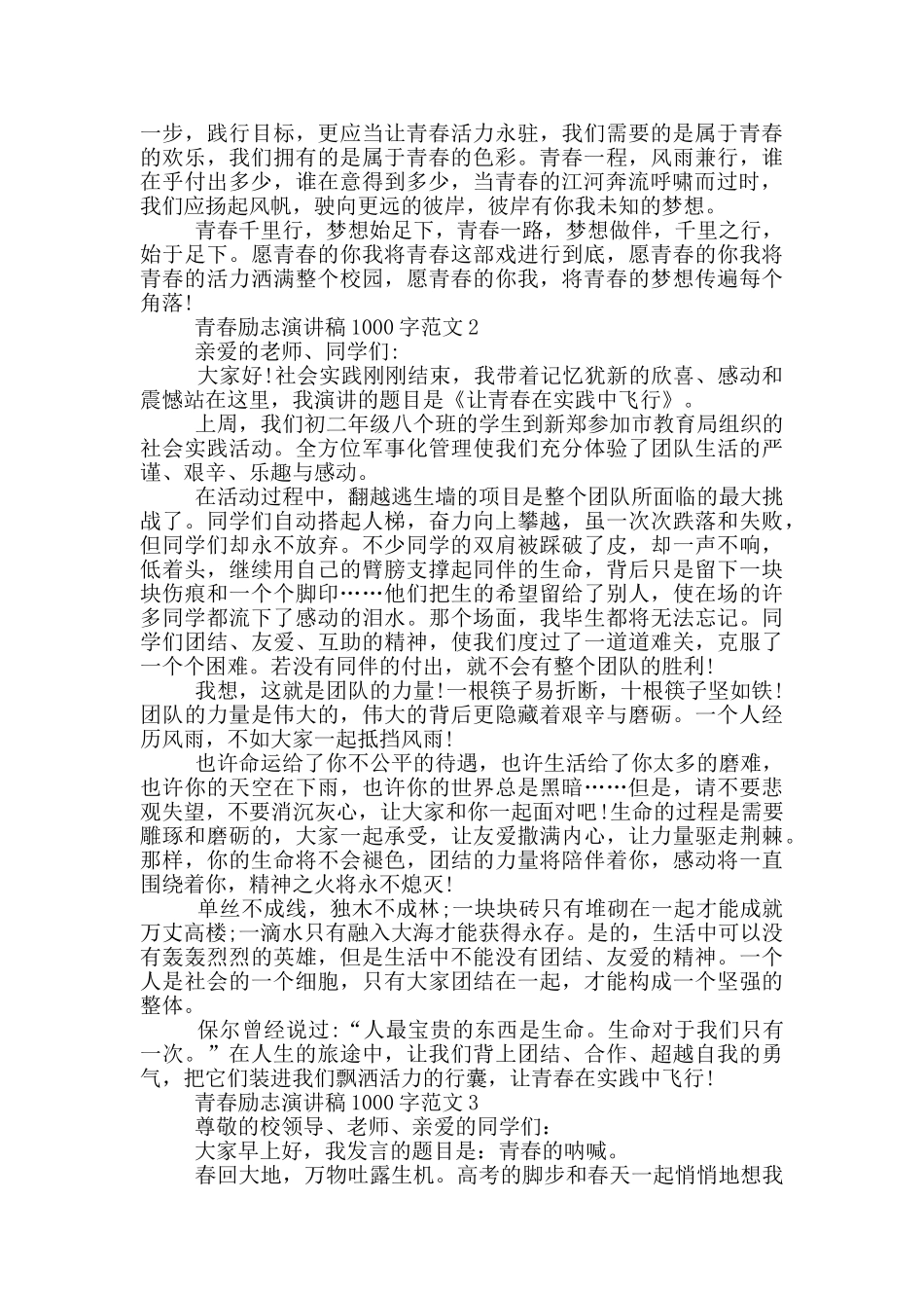 青春励志演讲稿1000字范文5篇_第2页