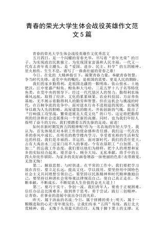 青春的荣光大学生体会战役英雄作文范文5篇