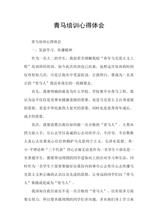 青马培训心得体会