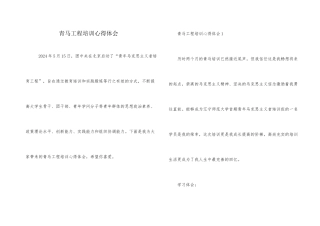 青马工程培训心得体会