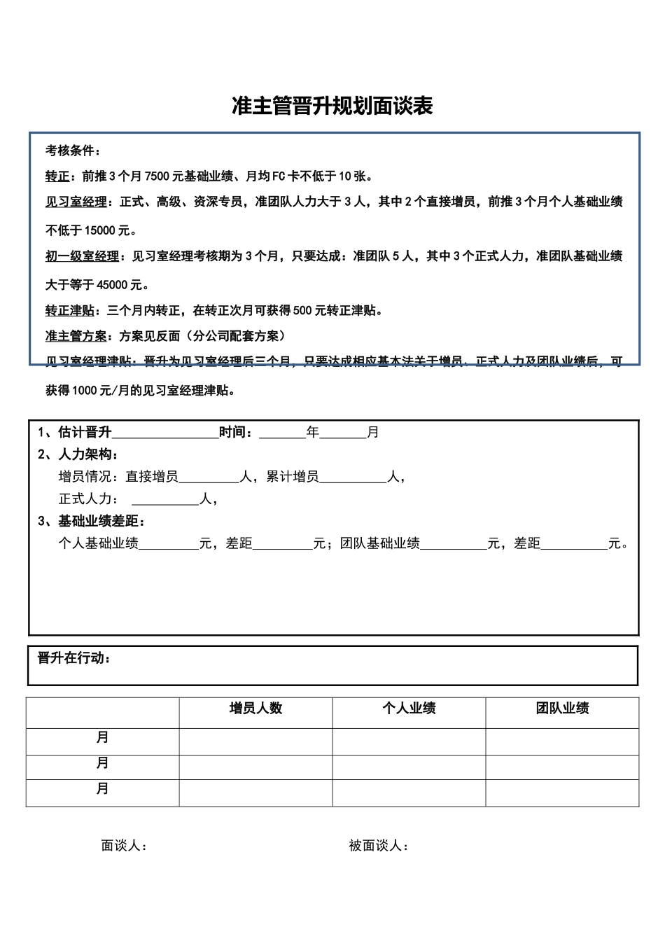 面谈表5：准主管晋升规划面谈表_第1页