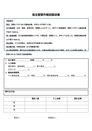面谈表5：准主管晋升规划面谈表