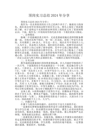 顶岗实习总结2024年分享