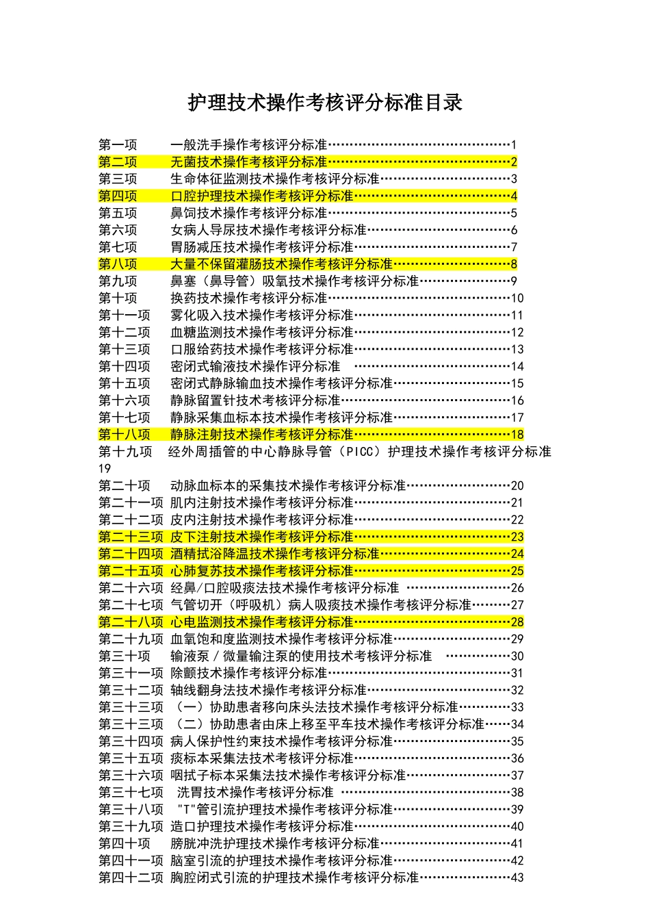 项护理基础操作评分标准_第1页