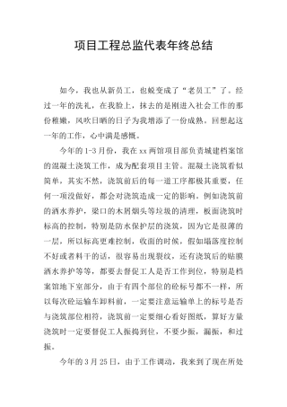 项目工程总监代表年终总结