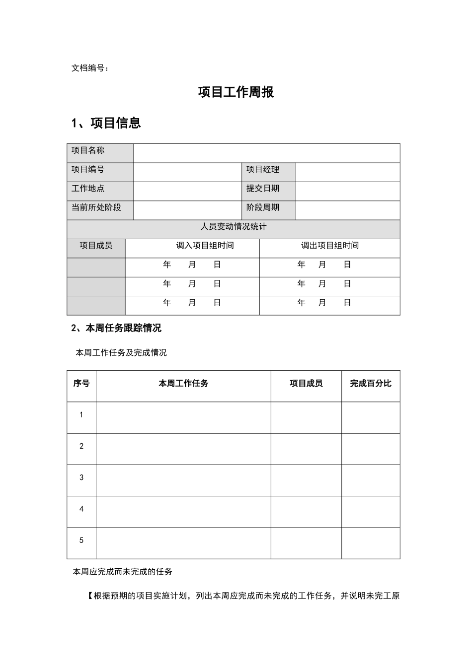 项目工作周报模板_第1页