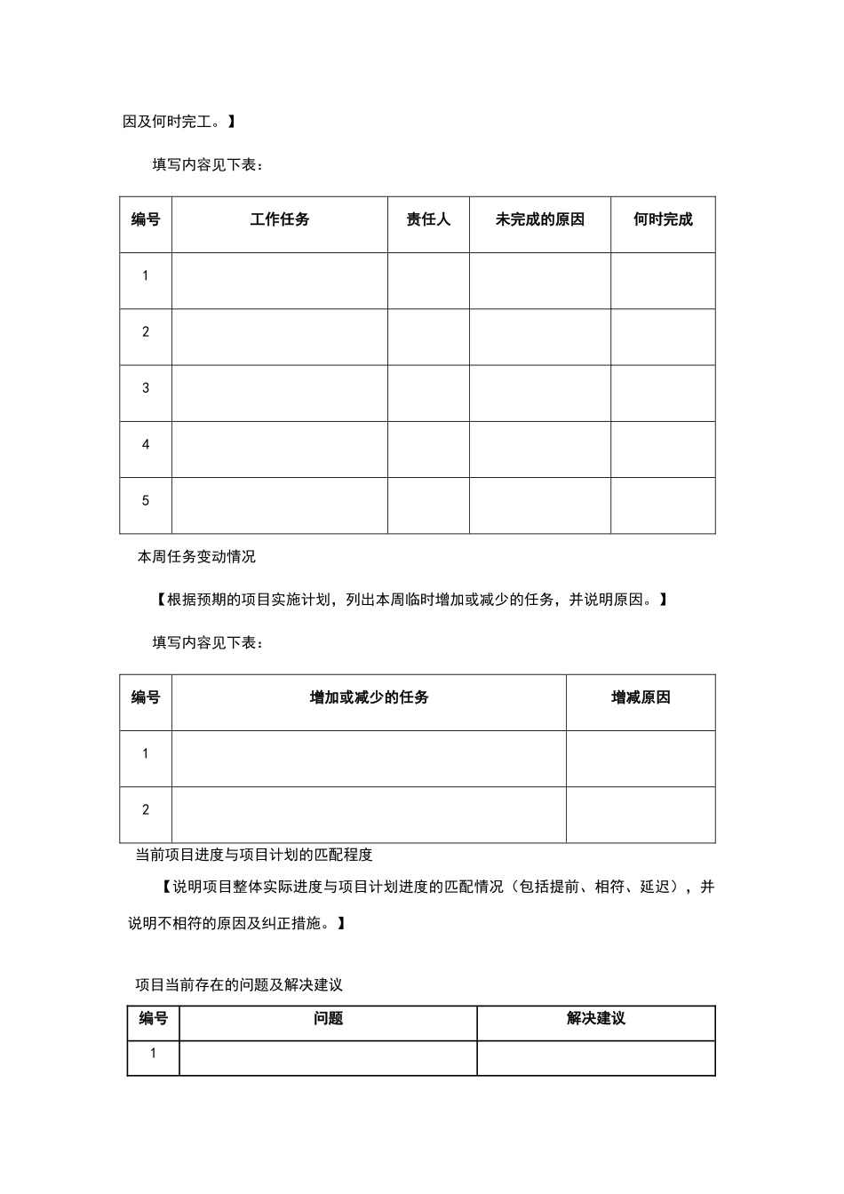 项目工作周报模板_第2页