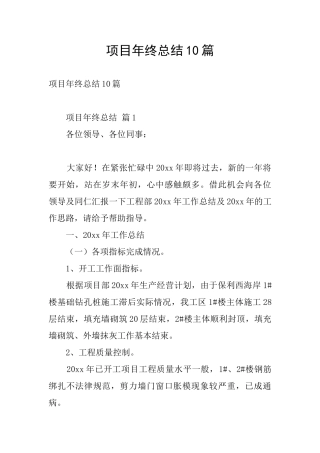 项目年终总结10篇