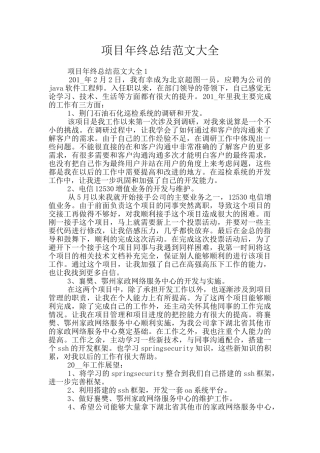 项目年终总结范文大全