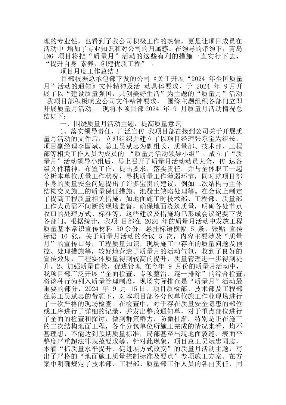 项目月度工作总结_第3页