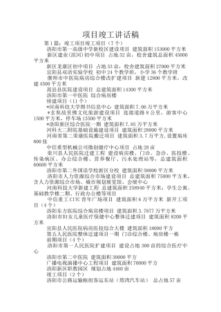 项目竣工讲话稿