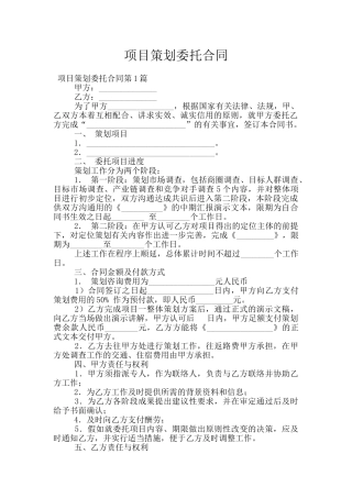 项目策划委托合同