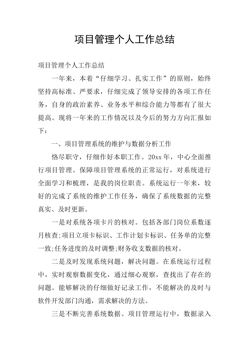 项目管理个人工作总结_第1页