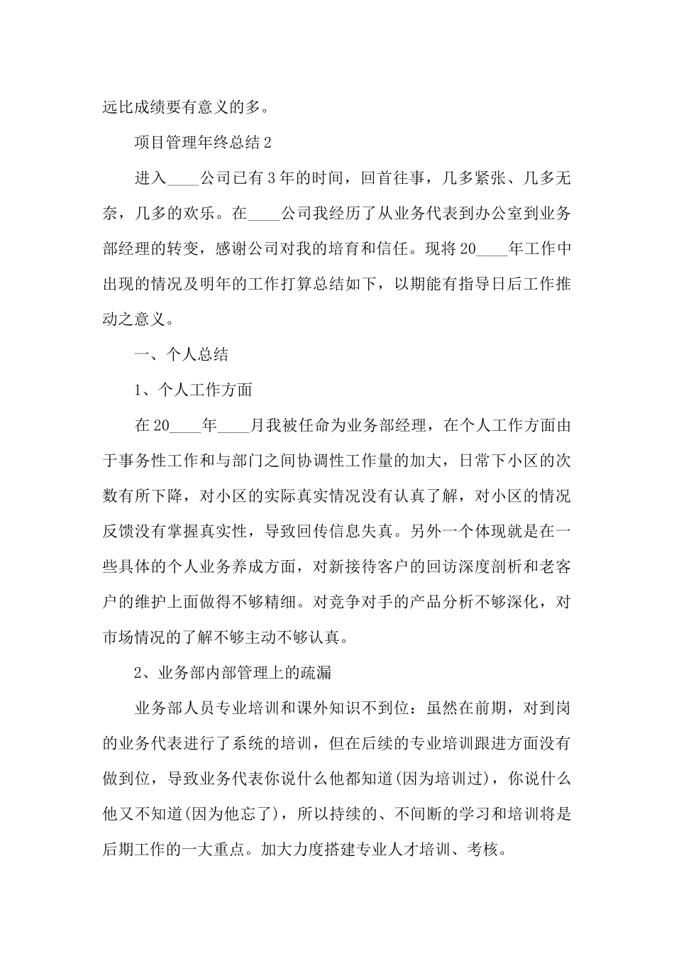 项目管理年终总结范文_第3页