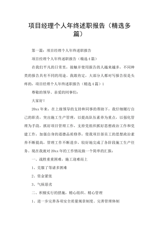 项目经理个人年终述职报告