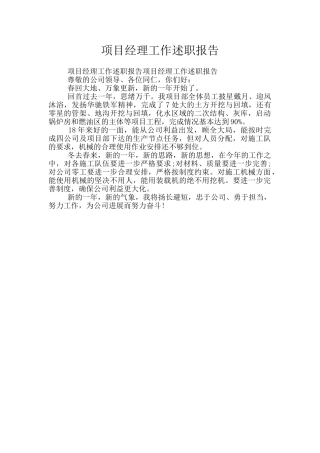 项目经理工作述职报告