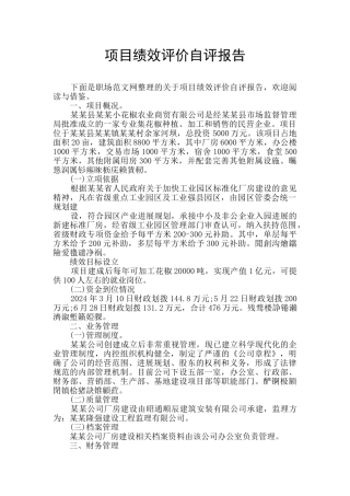 项目绩效评价自评报告