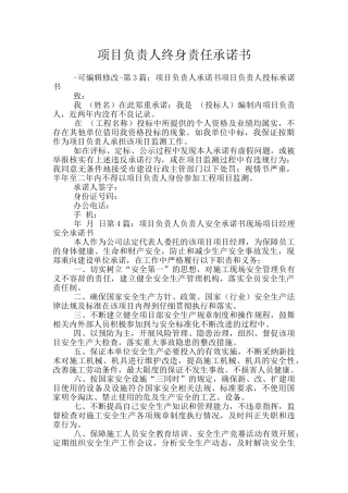 项目负责人终身责任承诺书