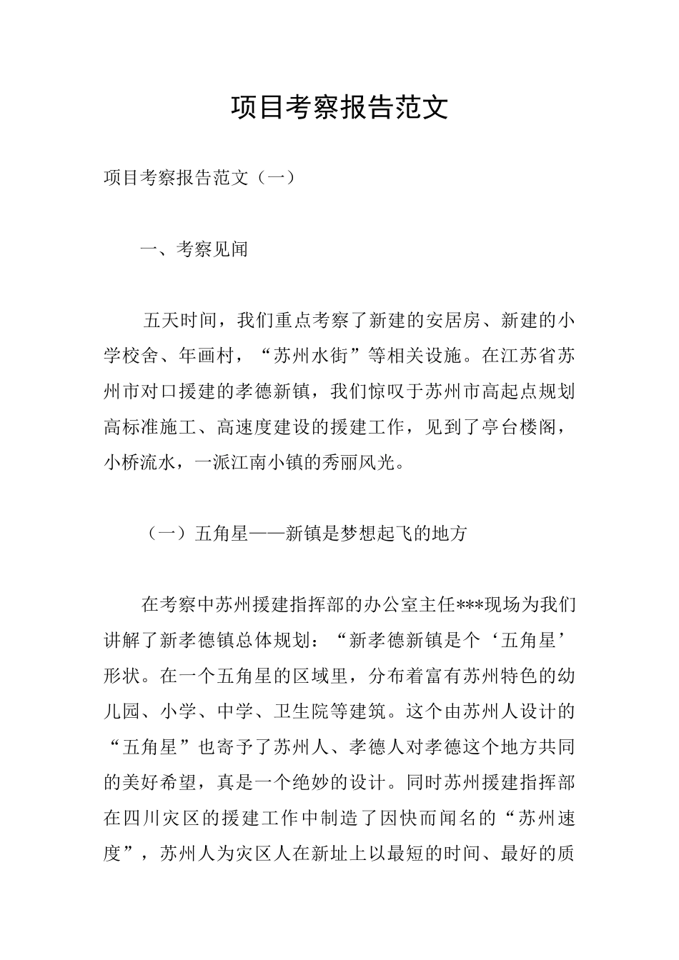 项目考察报告范文_第1页