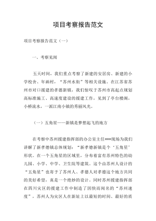 项目考察报告范文