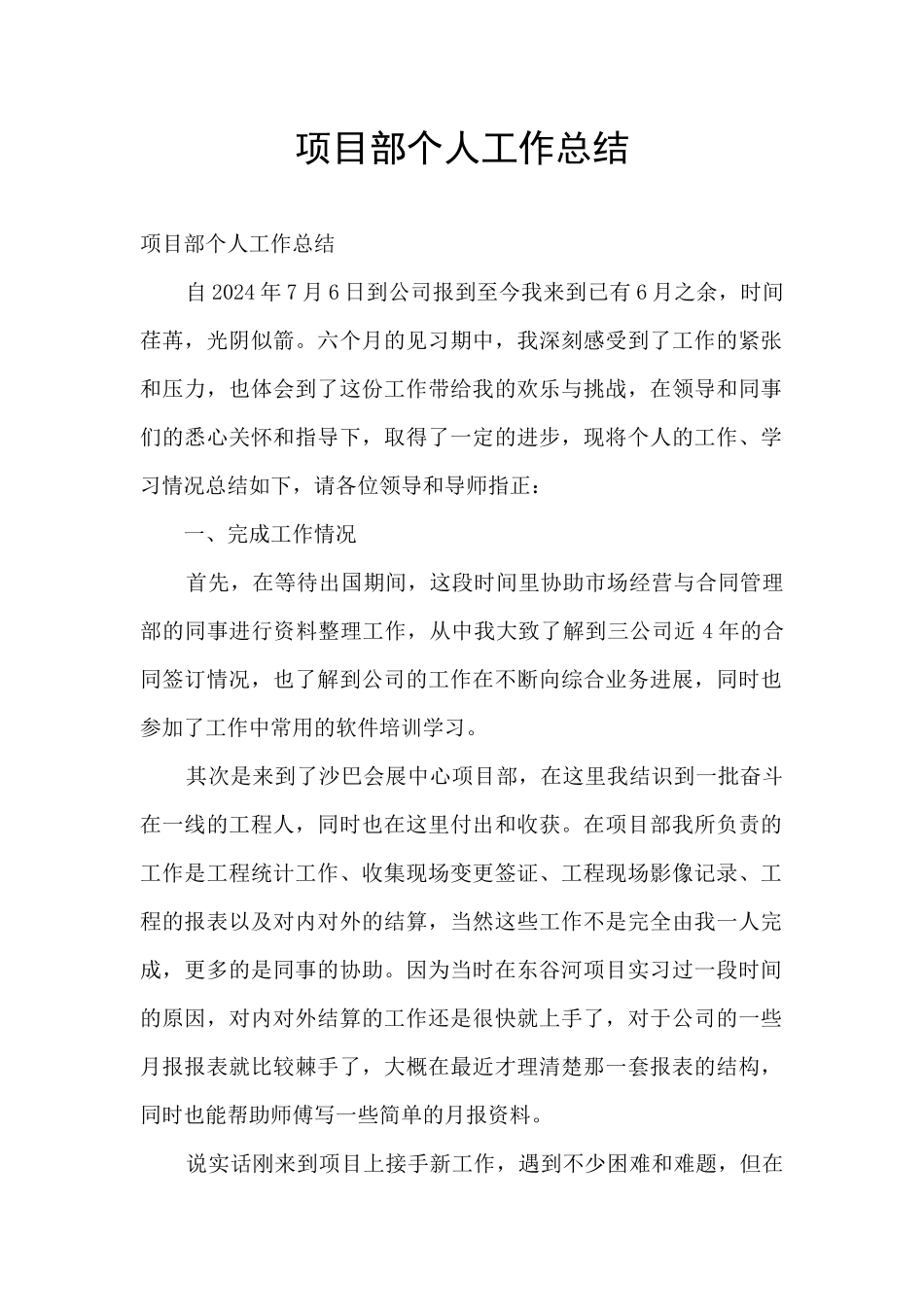 项目部个人工作总结_第1页