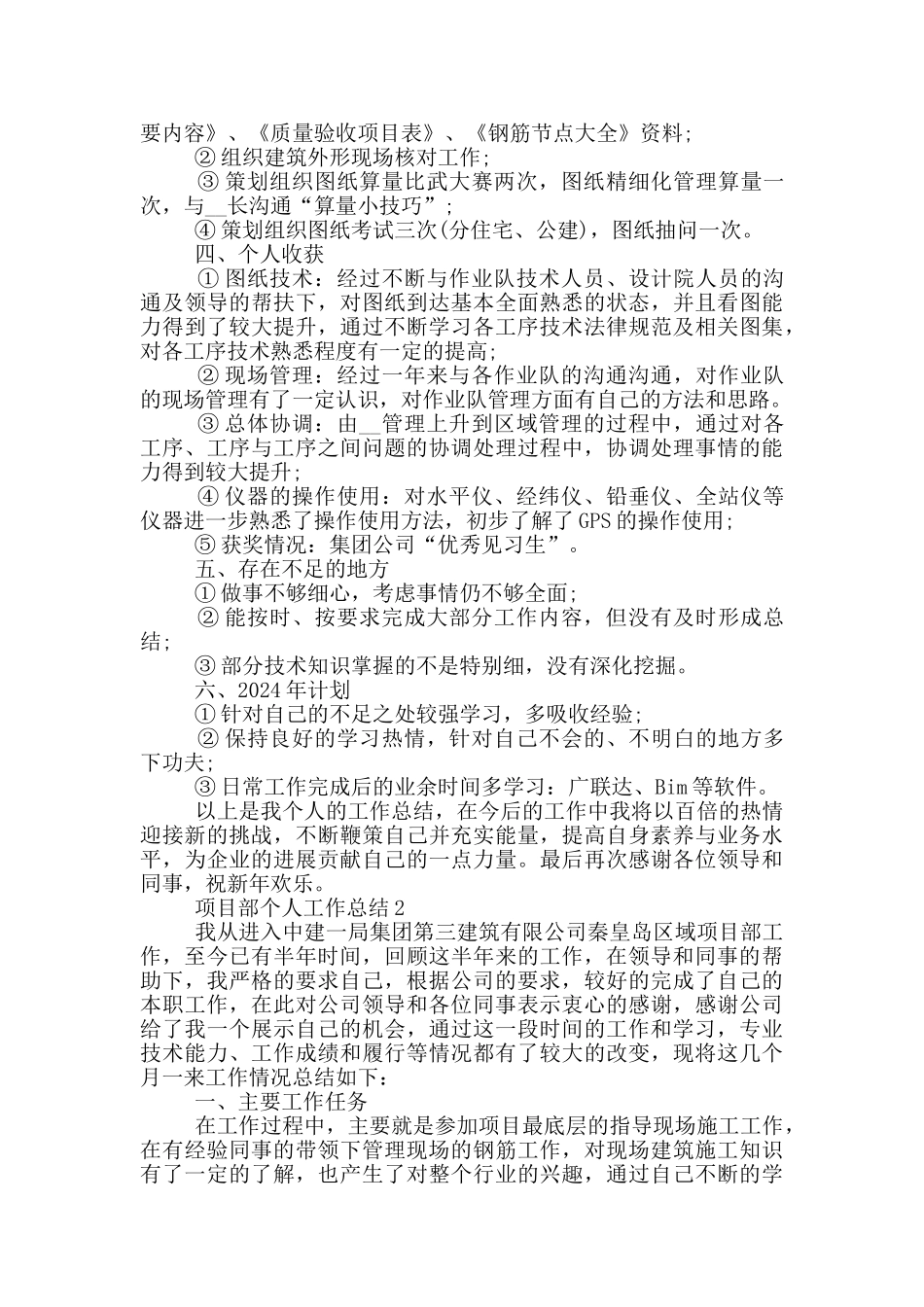 项目部年度个人工作总结范文5篇_第2页