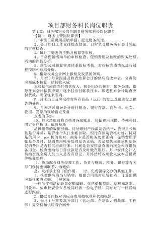 项目部财务科长岗位职责