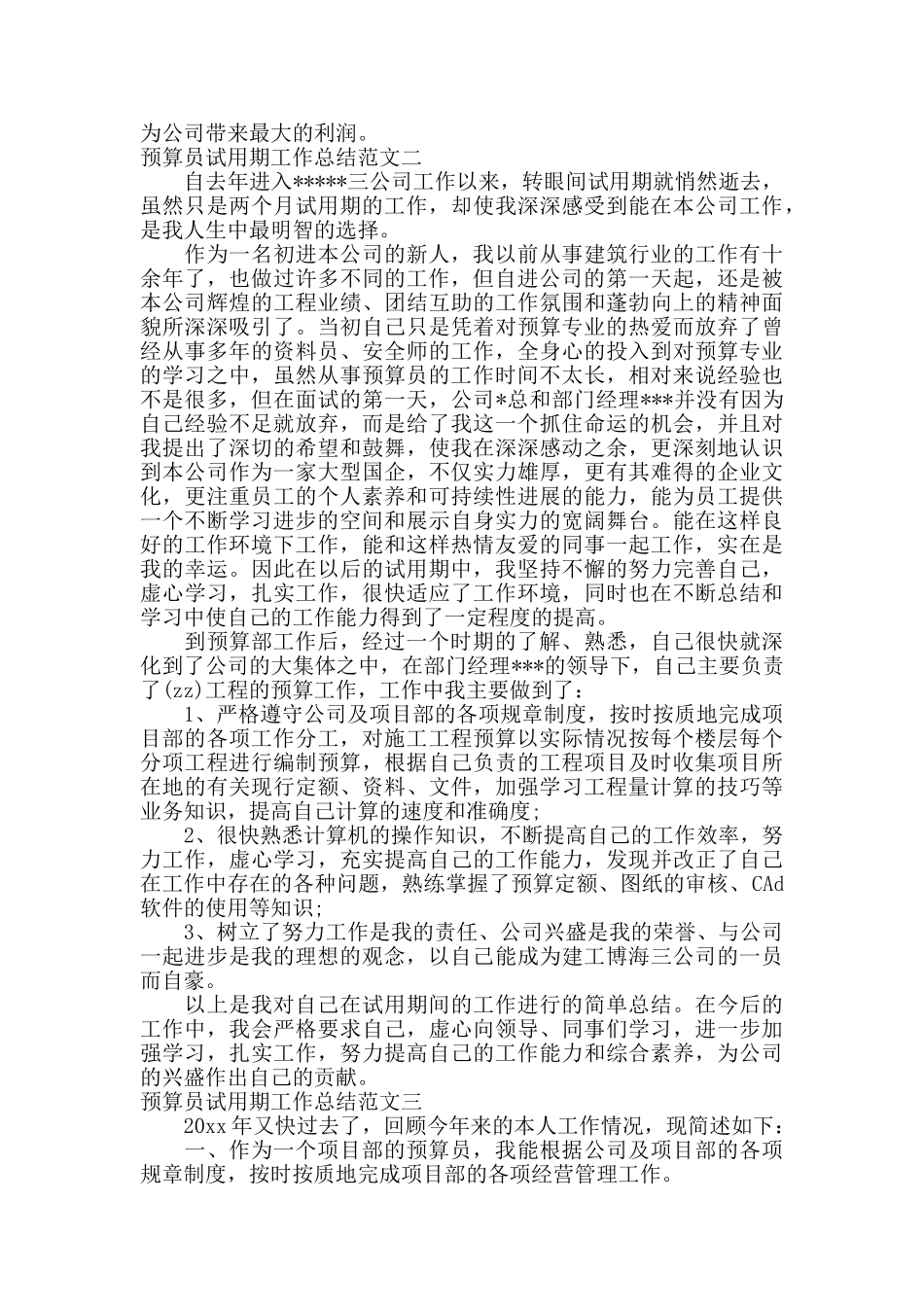 预算员试用期工作总结范文_第2页