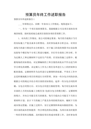 预算员年终工作述职报告