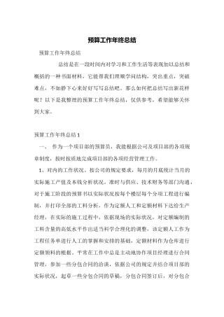 预算工作年终总结