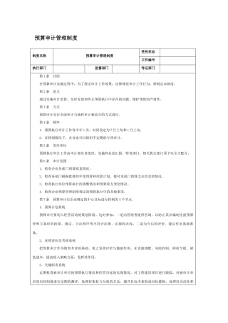 预算审计管理制度