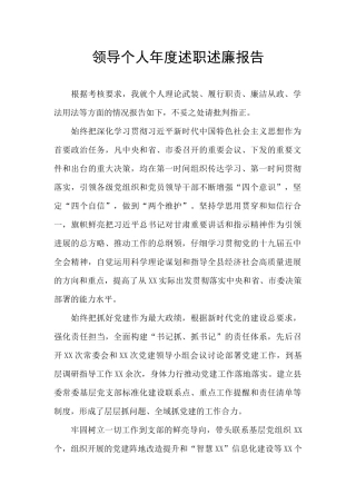 领导个人年度述职述廉报告