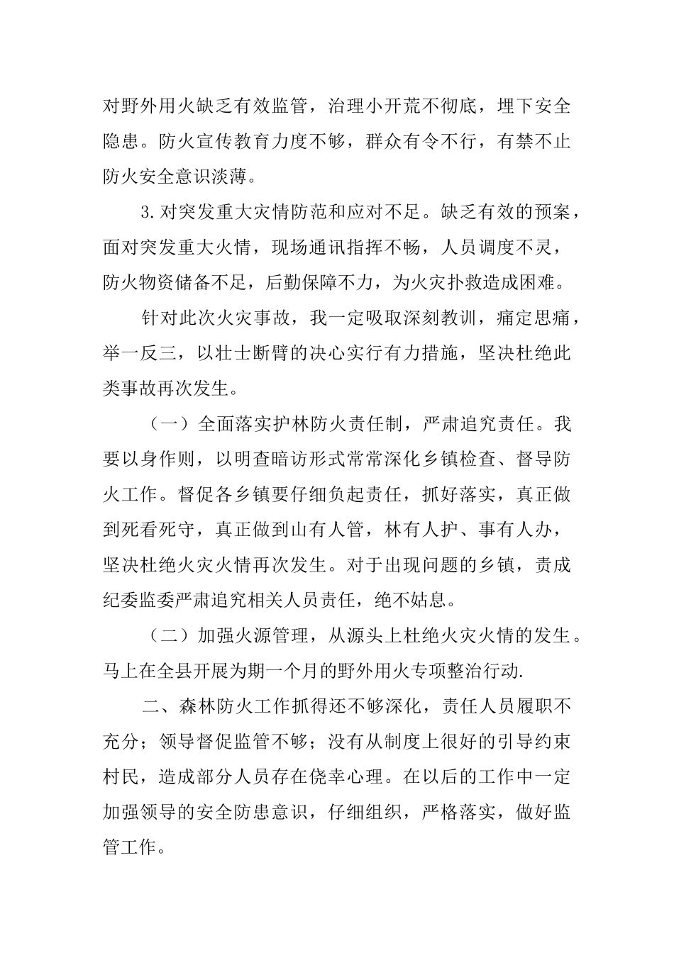 领导关于森林火灾事故的检讨书_第2页