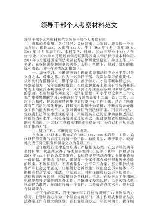 领导干部个人考察材料范文