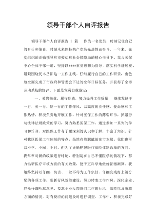 领导干部个人自评报告