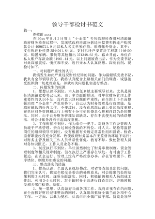 领导干部检讨书范文