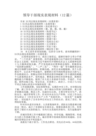 领导干部现实表现材料(12篇)
