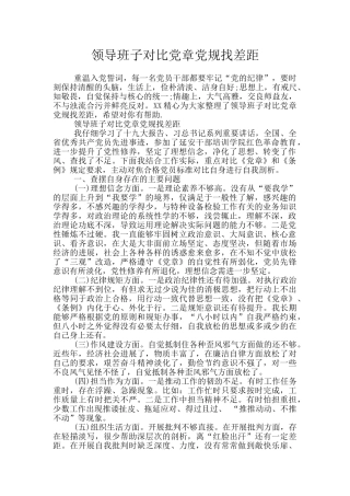 领导班子对照党章党规找差距